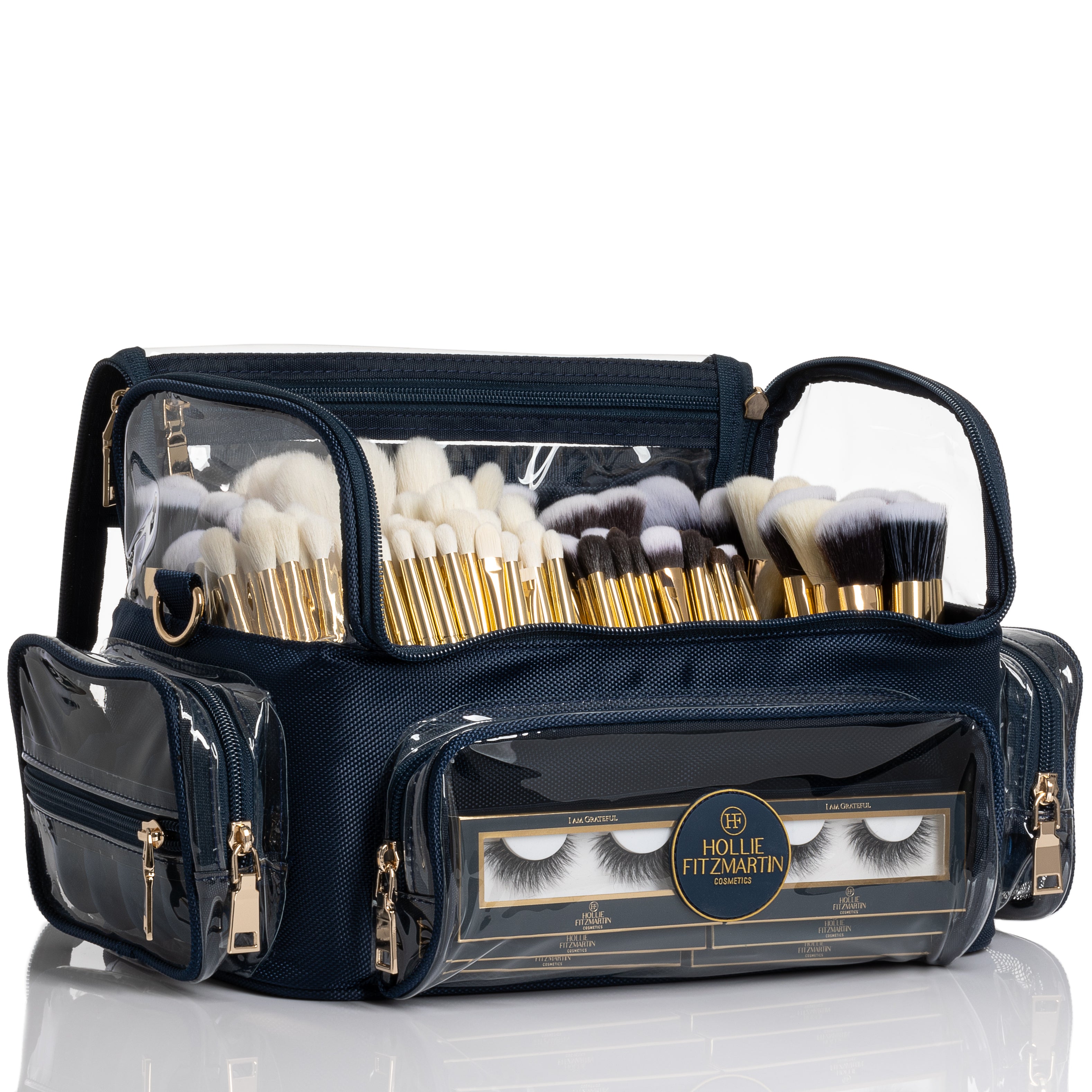 COSMETIC CARRY CASE BRUSH BAG NAVY Hollie Fitzmartin Cosmetics